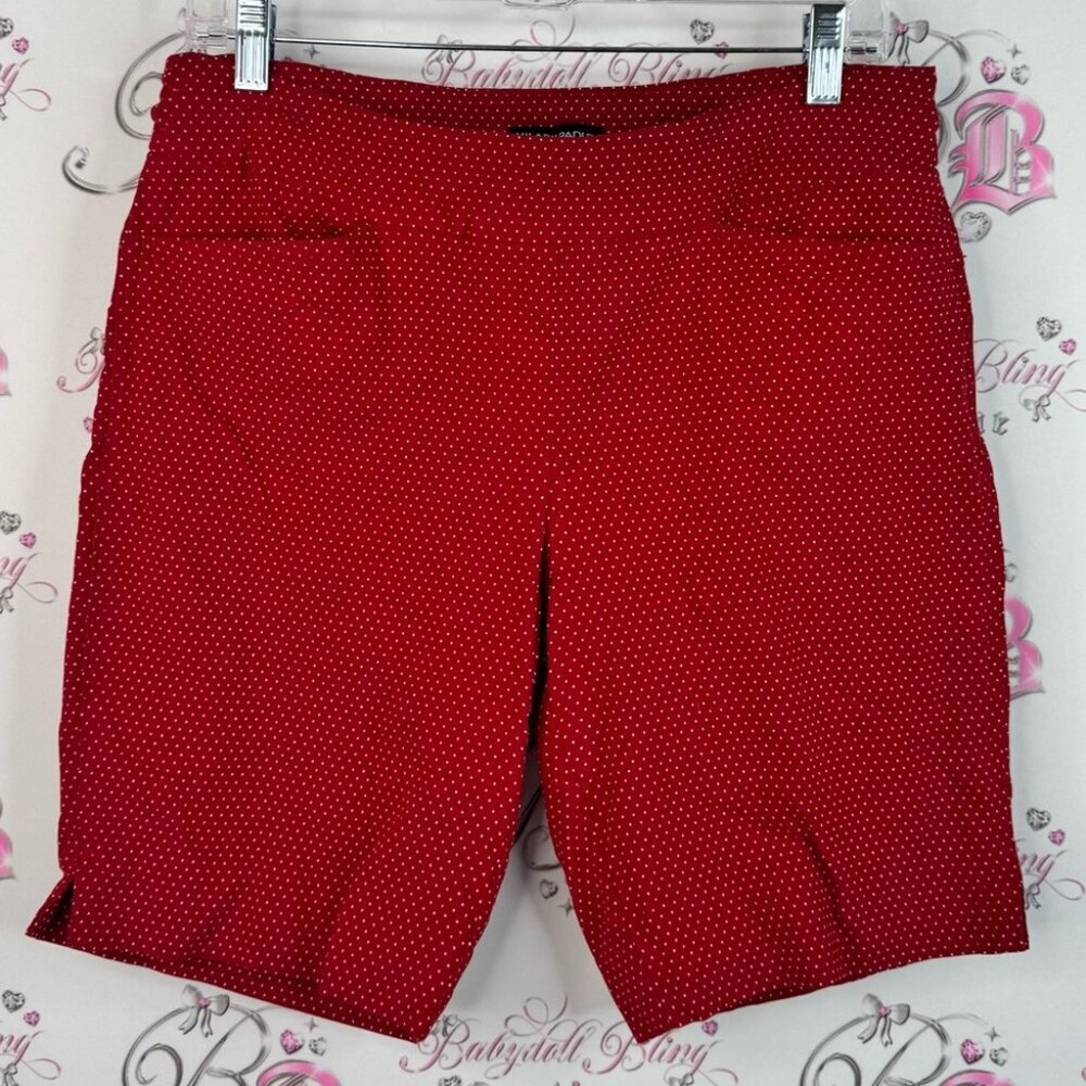 Hilary Radley shorts long style white polka dot Red Women's Bermudas